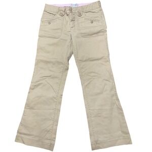 Vtg American Eagle 90s Y2K Khaki Flare Pant Womens 6 Reg Tan Button Fly Trousers